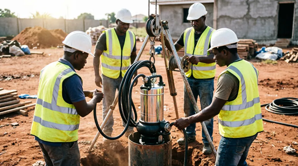 Submersible pump installation for a borehole in Abuja